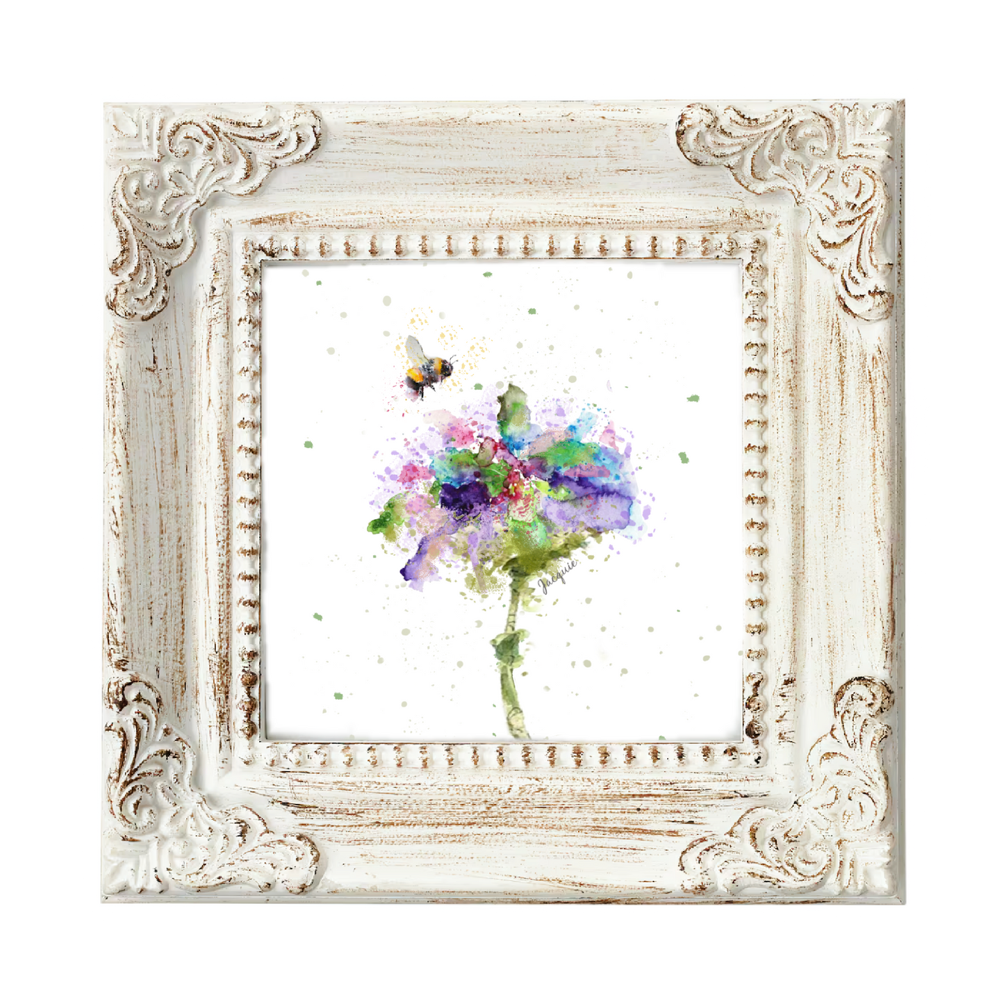 Bee & Watercolor Flower