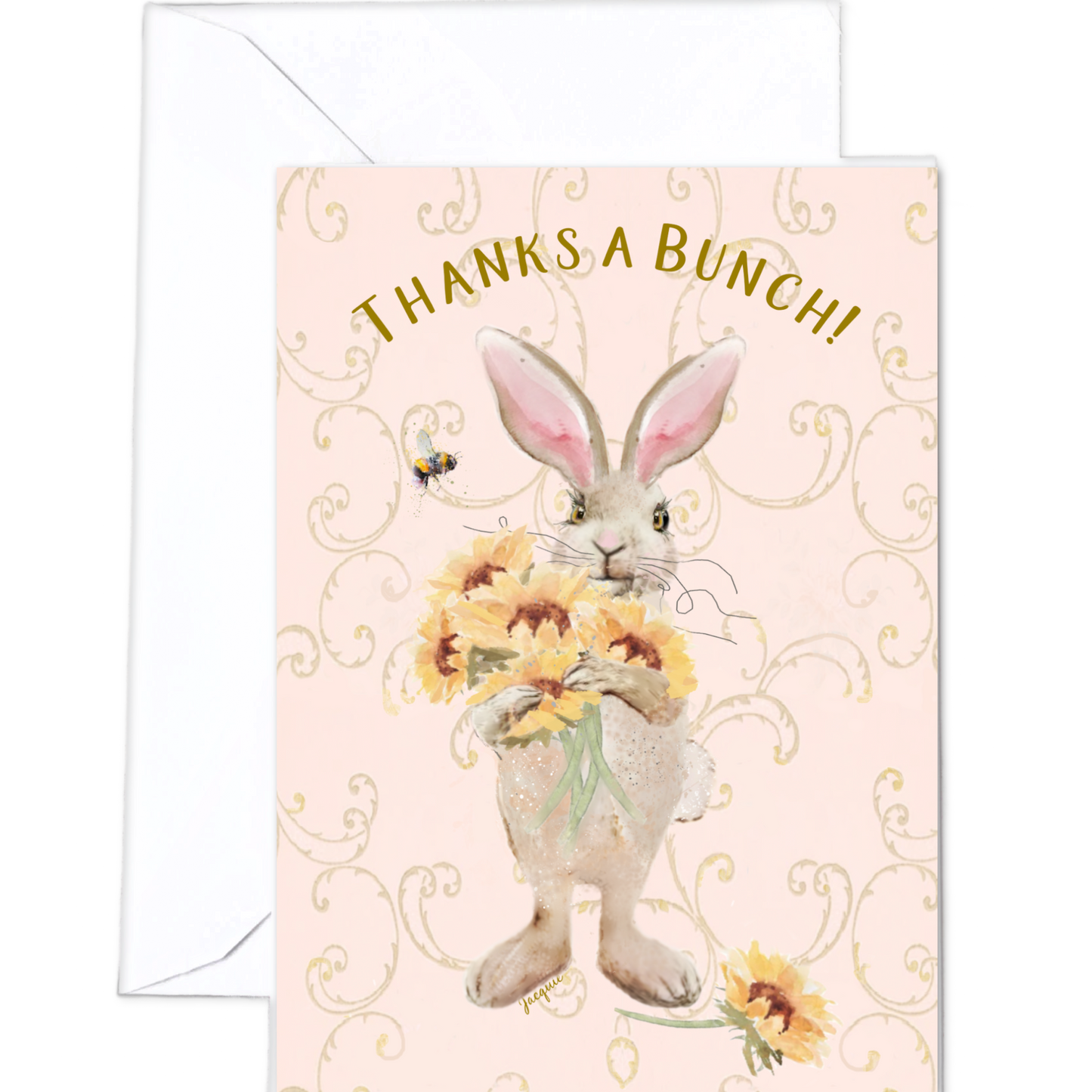 Bunny Holding Sunflowers