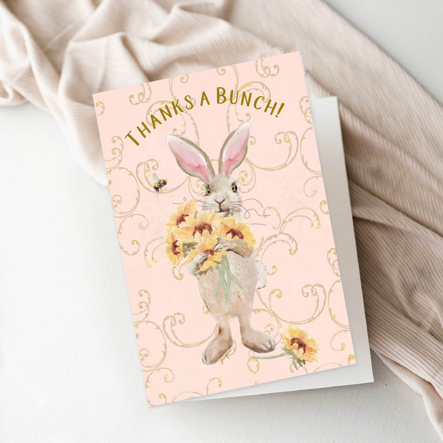 Bunny Holding Sunflowers