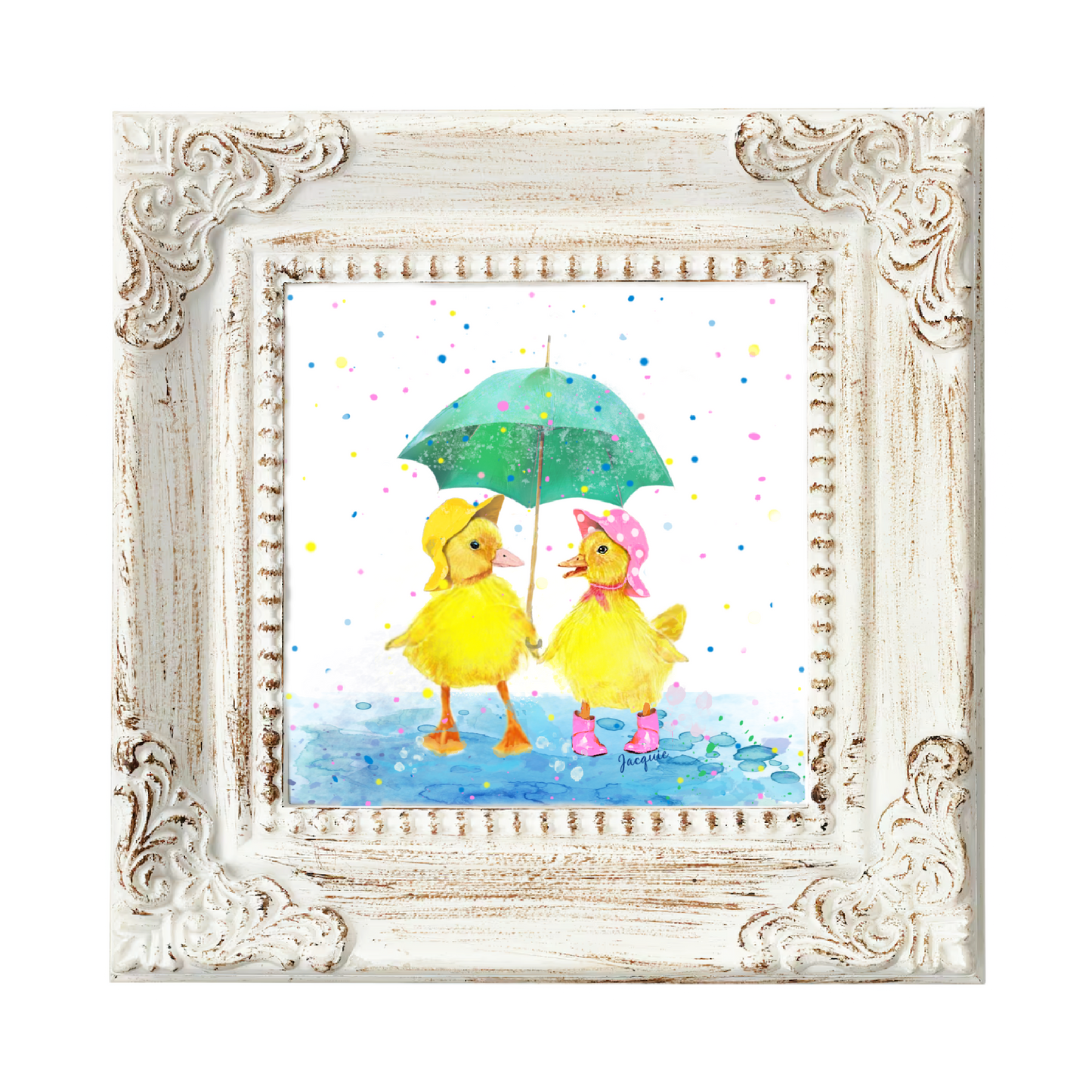 Ducklings Under an Umbrella