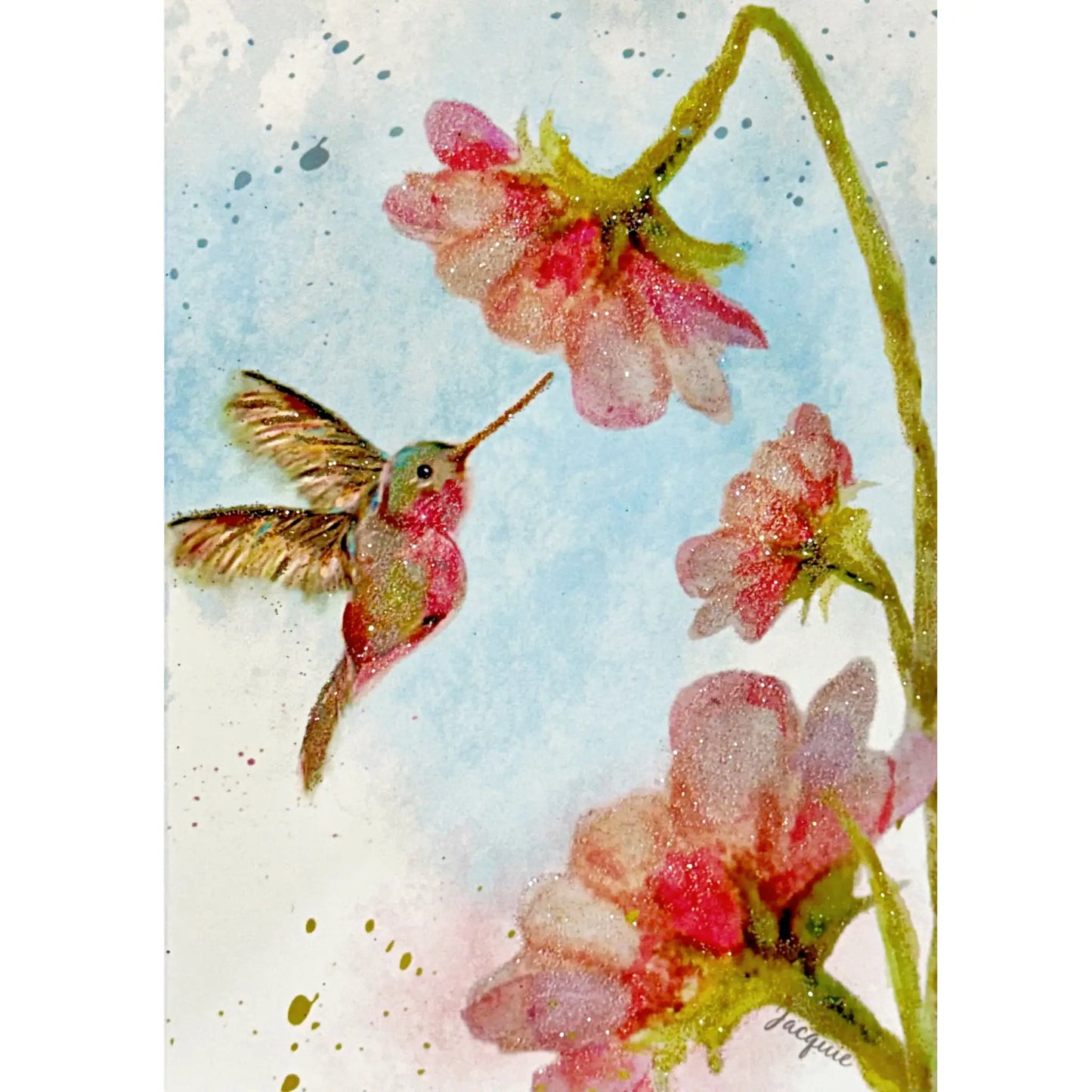 Hummingbird With Bent Flower