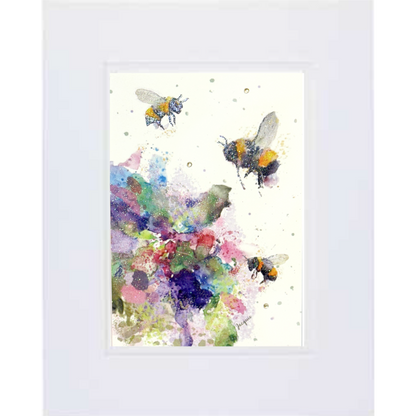 Bees & Watercolor Flower