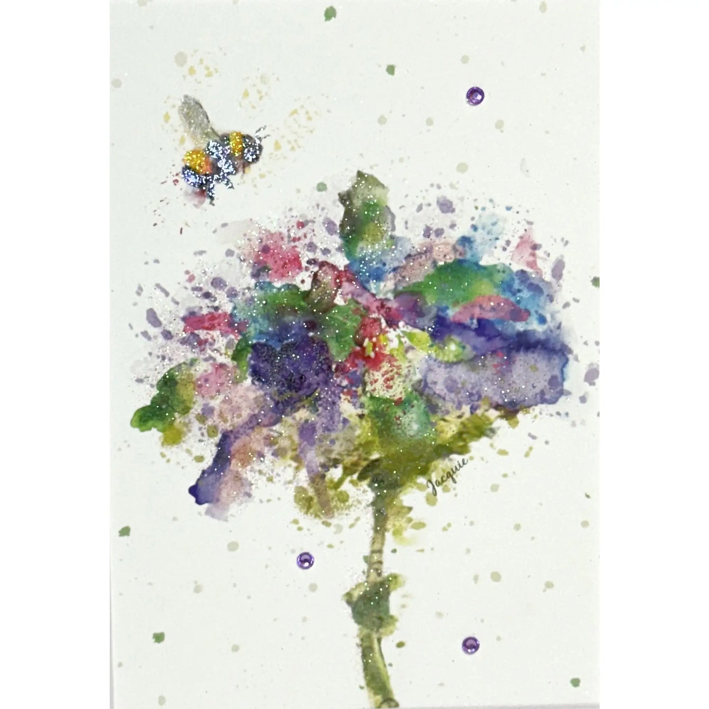 Bee & Watercolor Flower