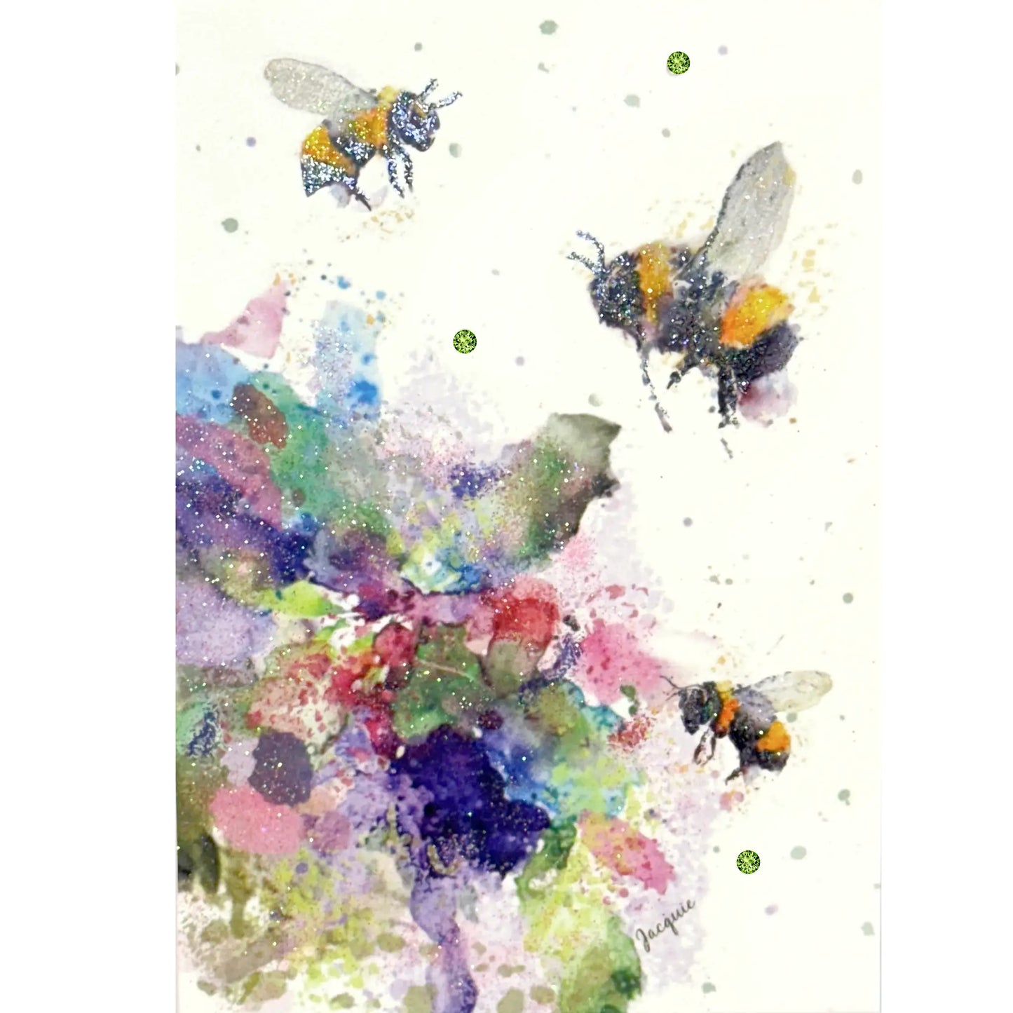 Bees & Watercolor Flower