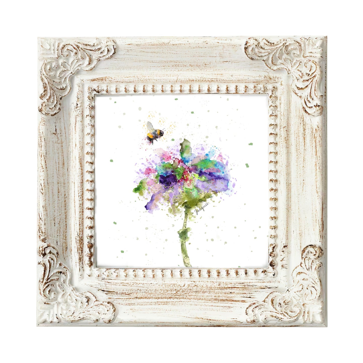 Bee & Watercolor Flower