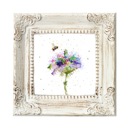 Bee & Watercolor Flower