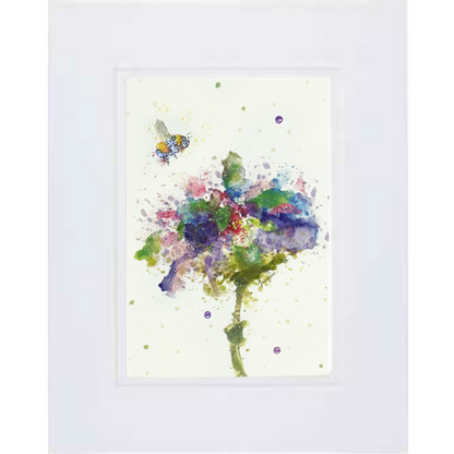 Bee & Watercolor Flower