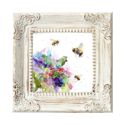 Bees & Watercolor Flower