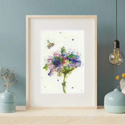 Bee & Watercolor Flower