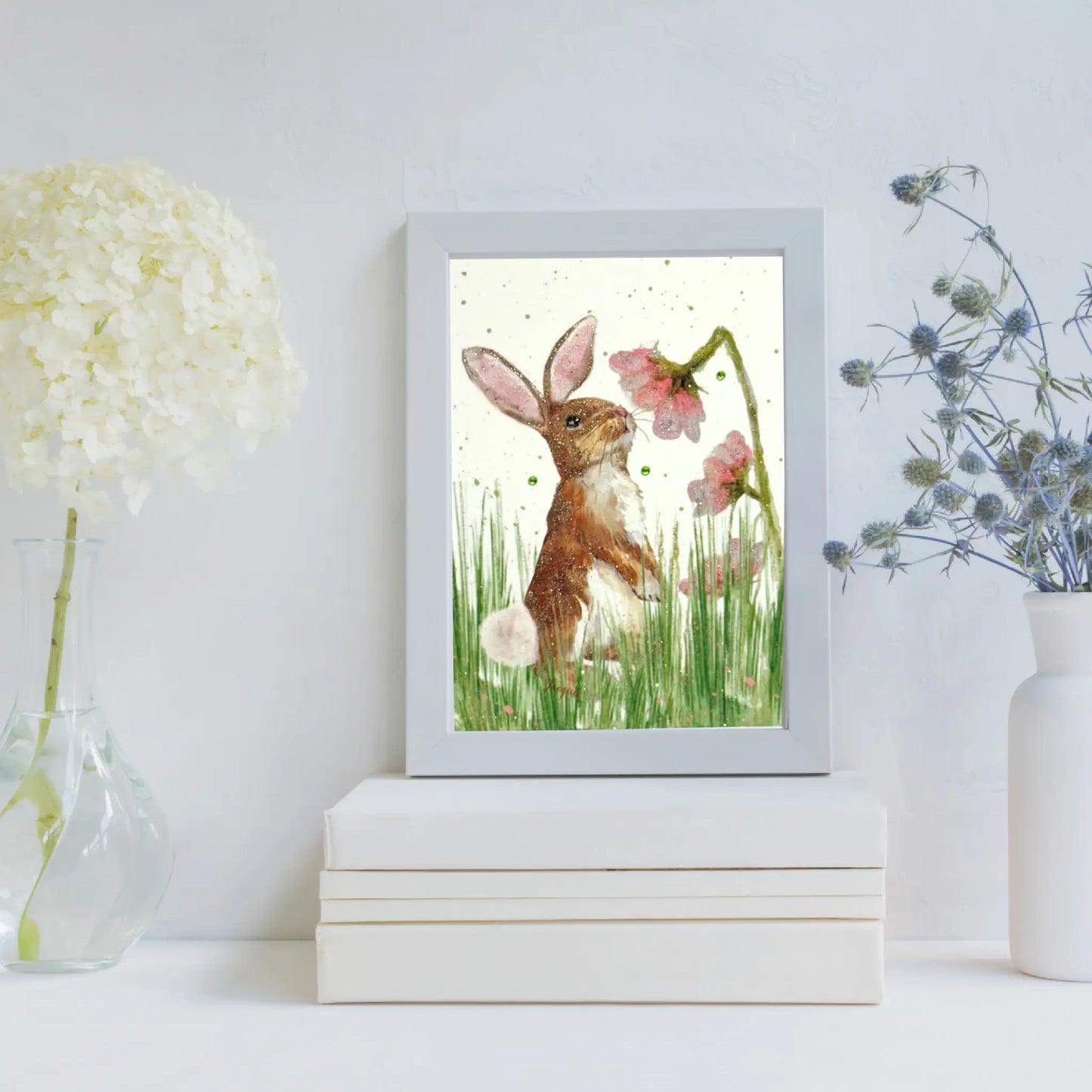 Bunny Smelling Flowers