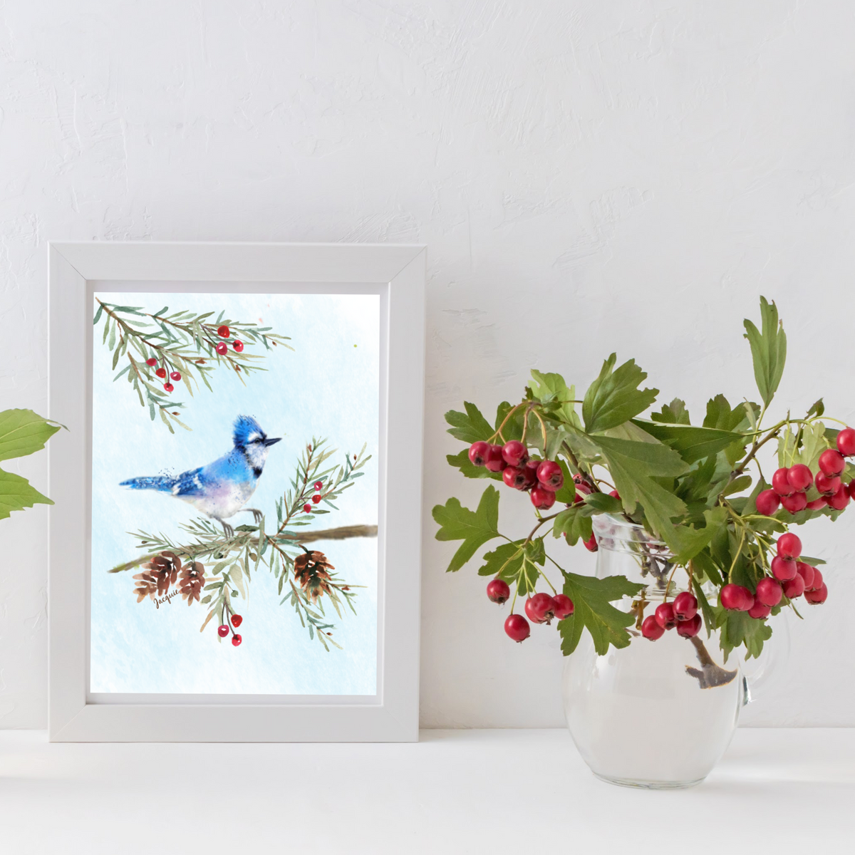 Blue Jay in the Pine Boughs