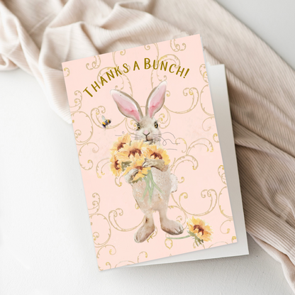 Bunny Holding Sunflowers