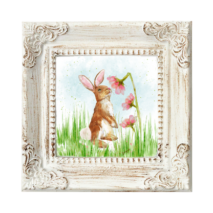 Bunny Smelling Flowers