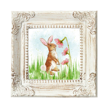 Bunny Smelling Flowers