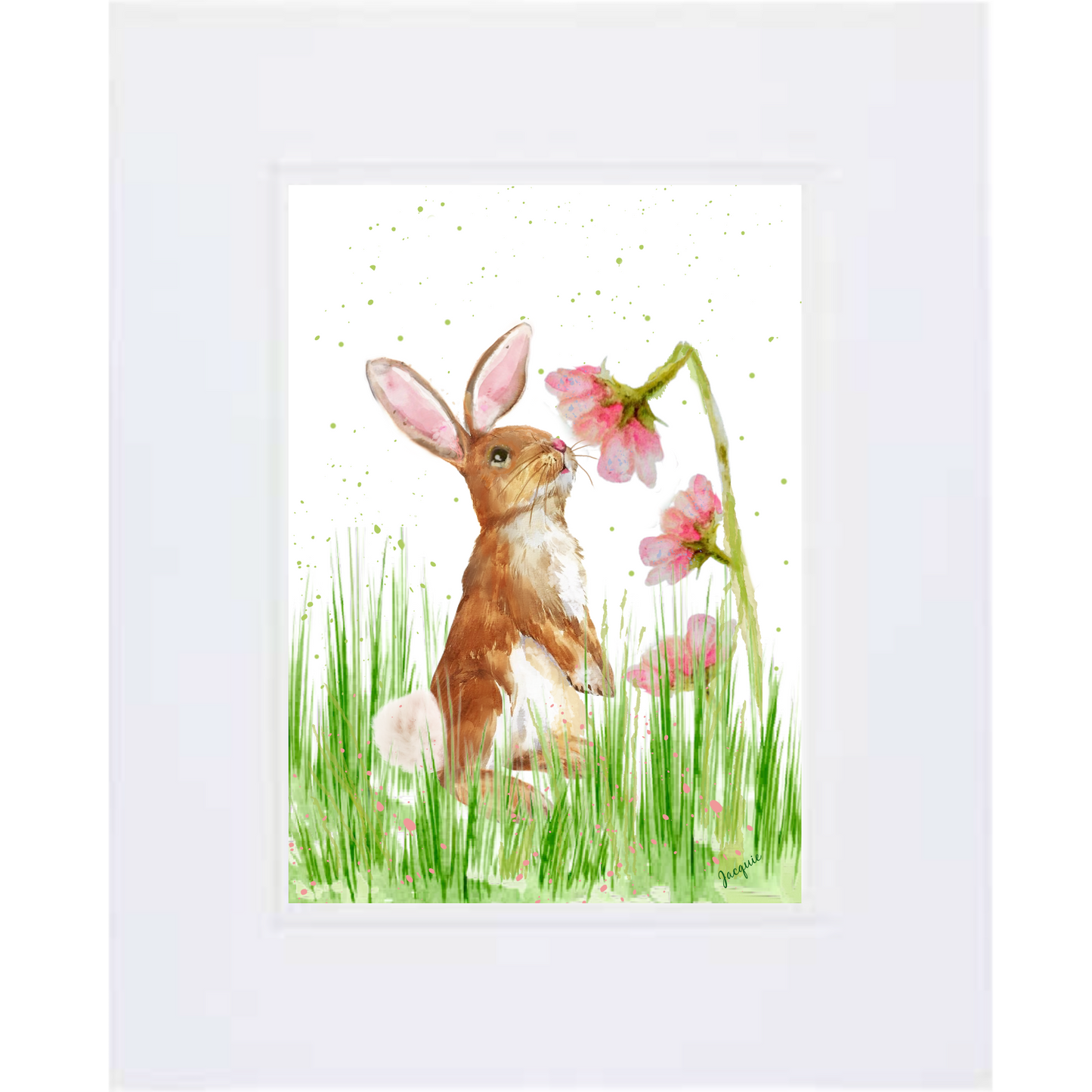 Bunny Smelling Flowers