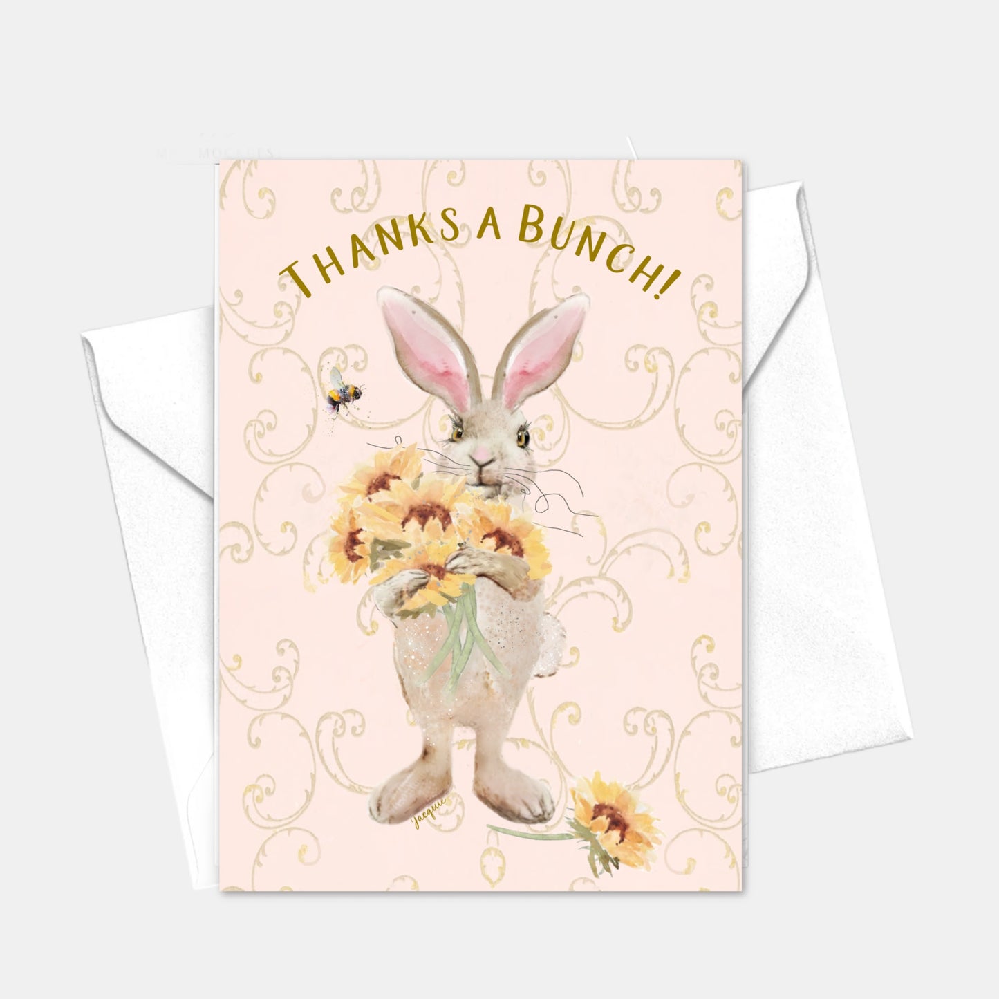 Bunny Holding Sunflowers