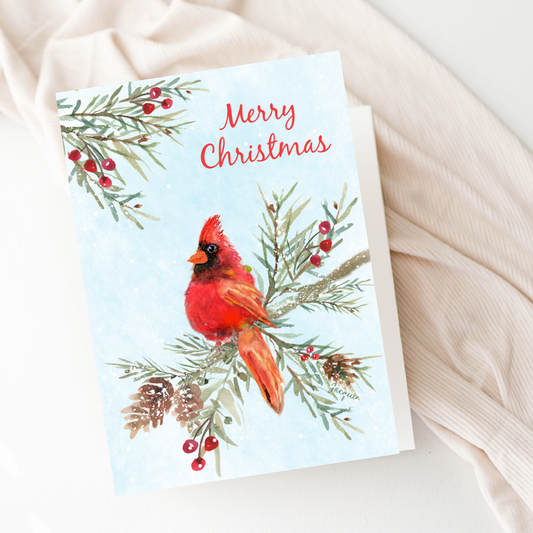 Cardinal on a Snowy Branch