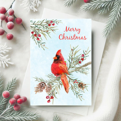 Cardinal on a Snowy Branch