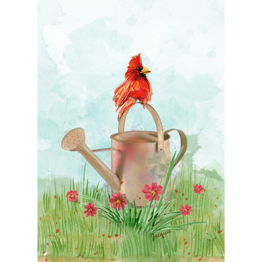 Cardinal & Watering Can