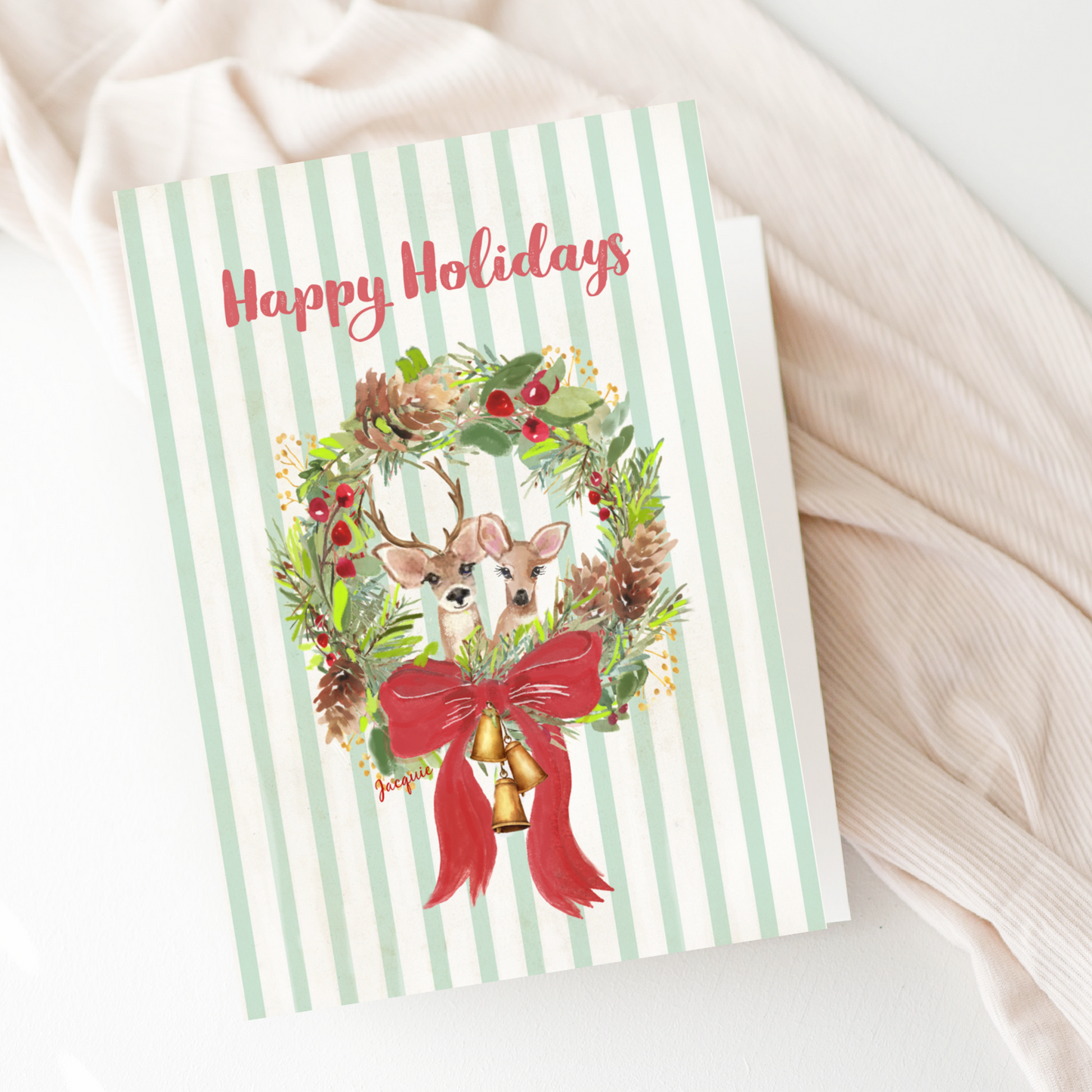 Deer in Holiday Wreath
