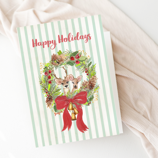 Deer in Holiday Wreath