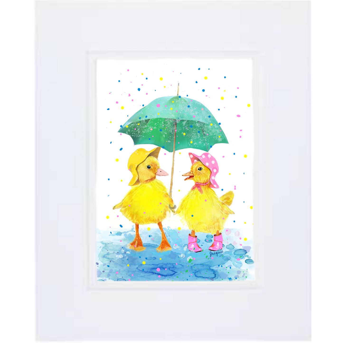Ducklings Under an Umbrella
