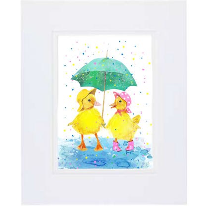 Ducklings Under an Umbrella