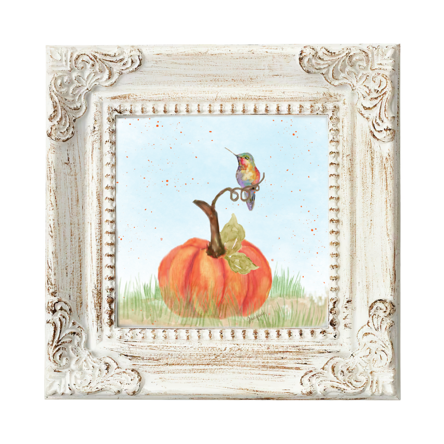 25% Off SALE! Hummingbird  on a Pumpkin