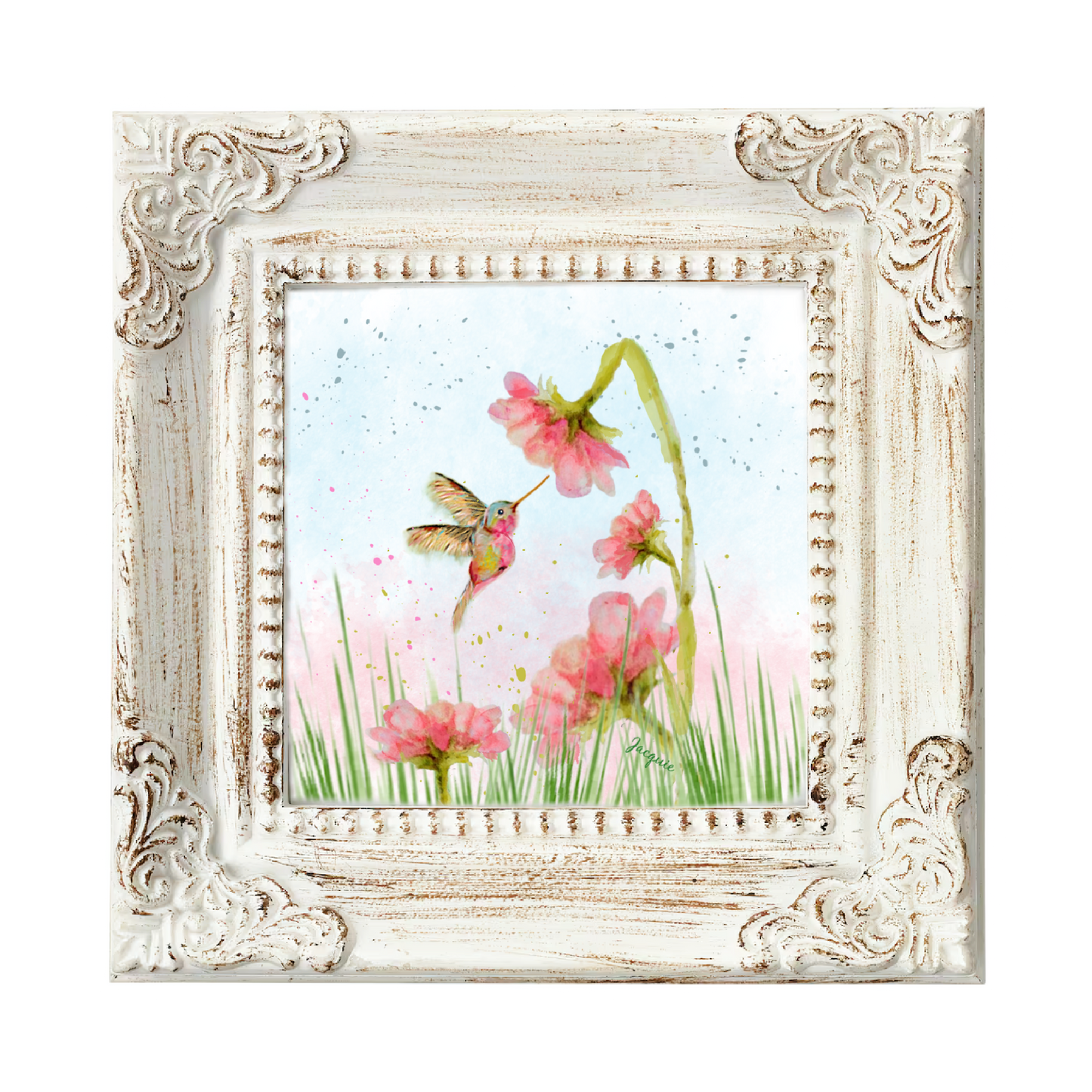 Hummingbird & Bent Flower