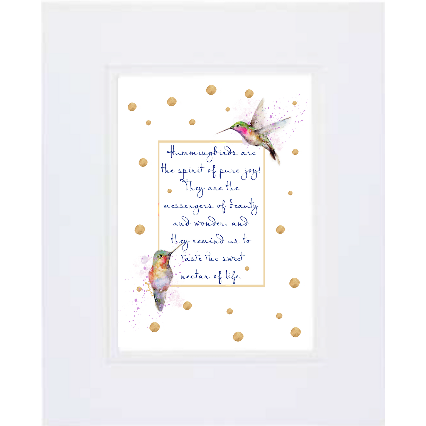 Hummingbirds with quote