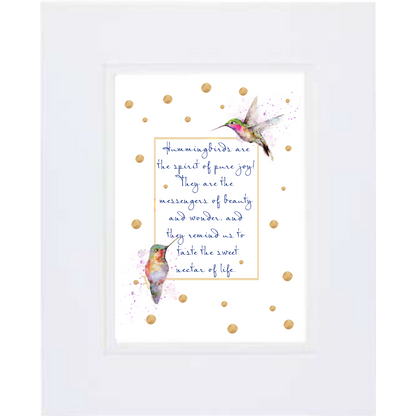 Hummingbirds with quote