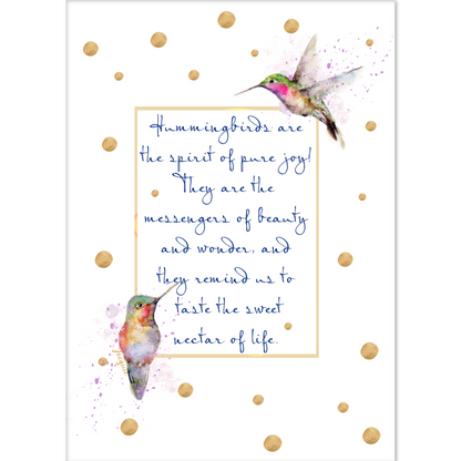 Hummingbirds with quote