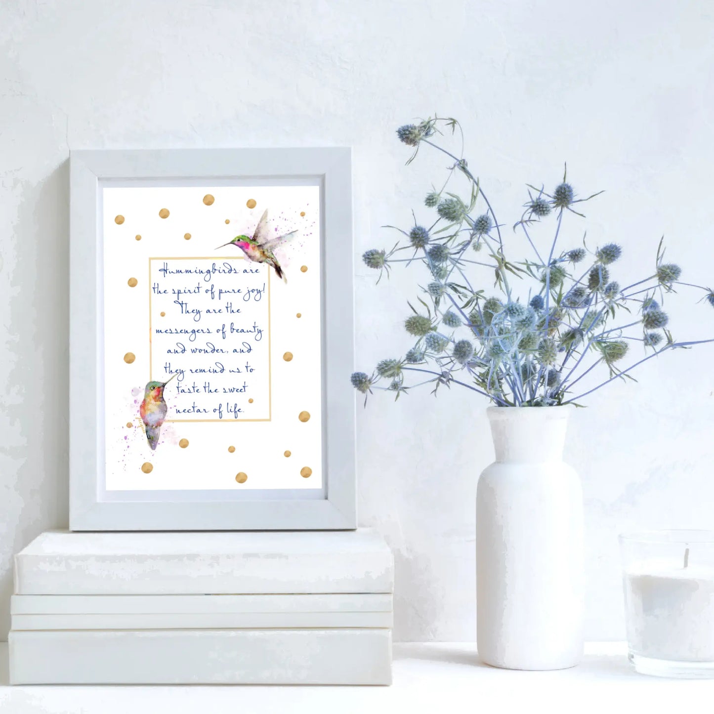 Hummingbirds with quote